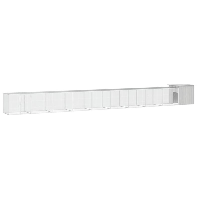 vidaXL Chicken Coop Multipurpose Chicken House with Mesh Cage Galvanized Steel - 393.7" x 35.8" x 39.4" - Gray
