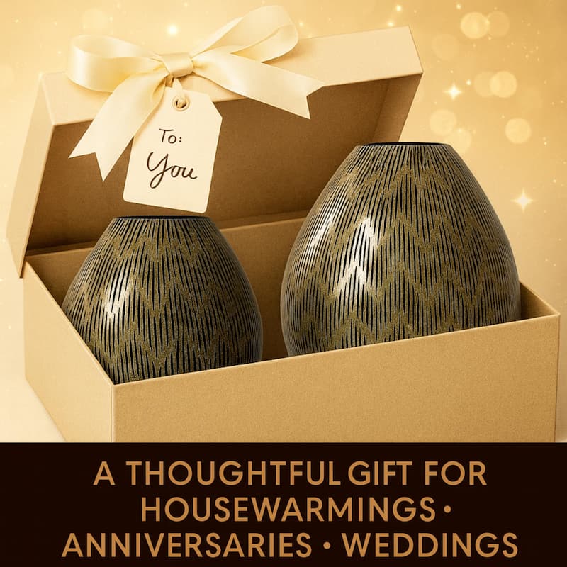 Aria Home Bronze Handblown Glass Set of 2 Modern Decorative Table Vases