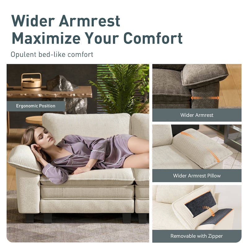 MAISON ARTS 3-Piece Sofa Set for Living Room, Comfy 3-Seater with Loveseat or Armchair, Modular Sectional Couch with Pillows