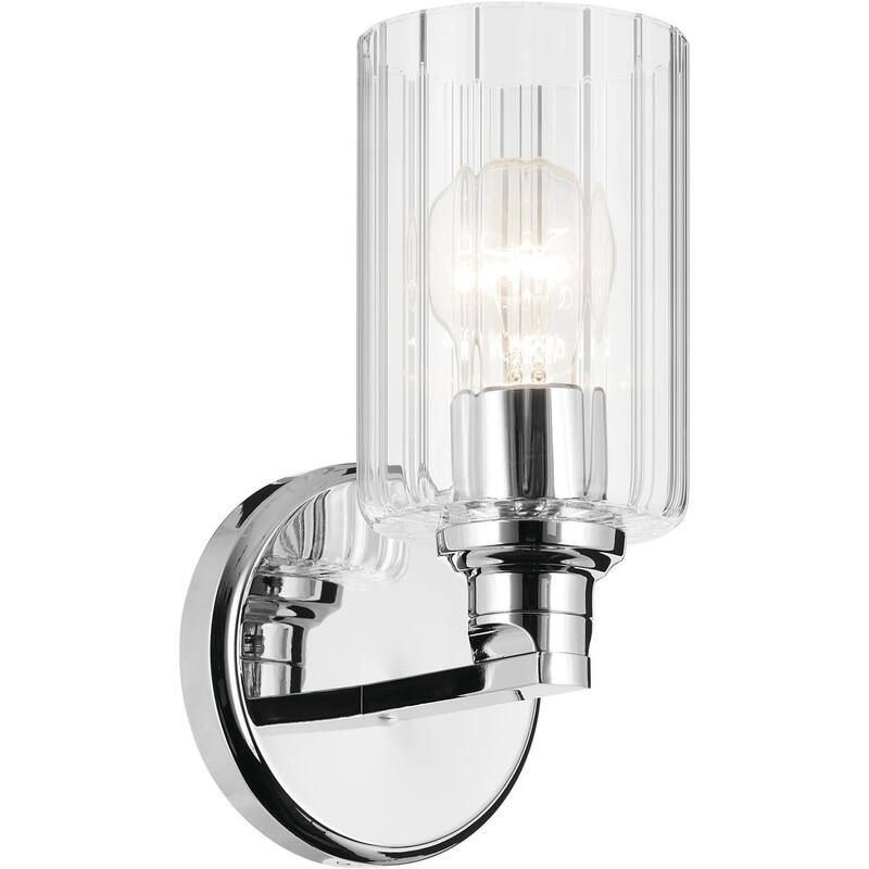 Kichler 55224FLU Gioe 10" Tall Bathroom Sconce with Clear Fluted Glass - Chrome