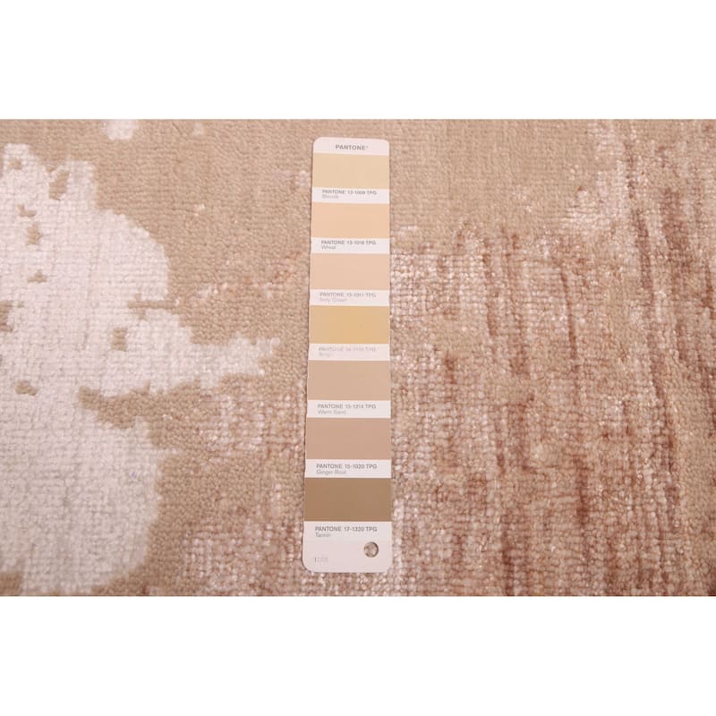 ECARPETGALLERY Hand-knotted Legacy Tan Silk, Wool Rug - 2'7 x 12'3