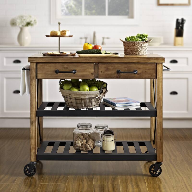 Kitchen Rolling Cart with Shelves & Drawers - Industrial Storage Utility Cart - Mobile Kitchen Island Cart