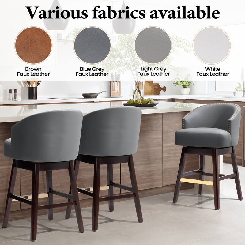 26.4"H Height Solid Wood Swivel Indoor BarStools Set of 2 or 4