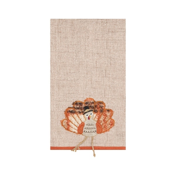 Harvest Time Turkey Embellished Flour Sack Thanksgiving Kitchen Towel