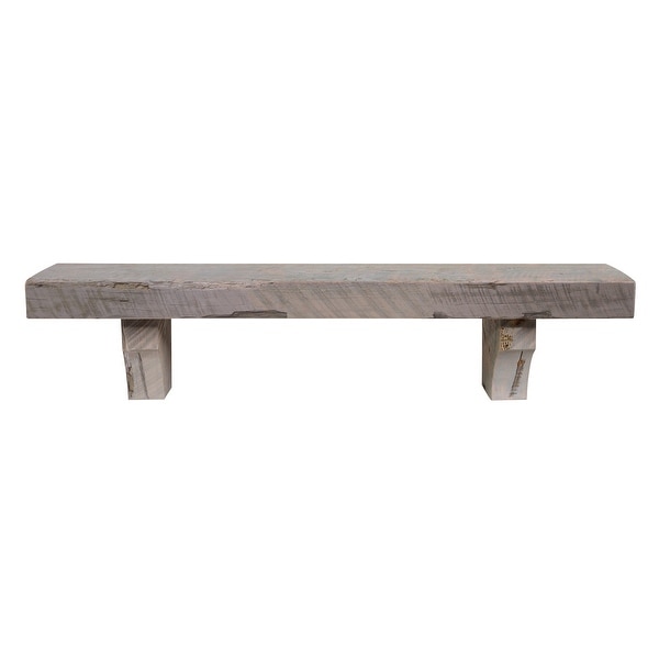72" Driftwood Finish Reclaimed Solid Pine Shelf and Corbels with Bracket - N/A