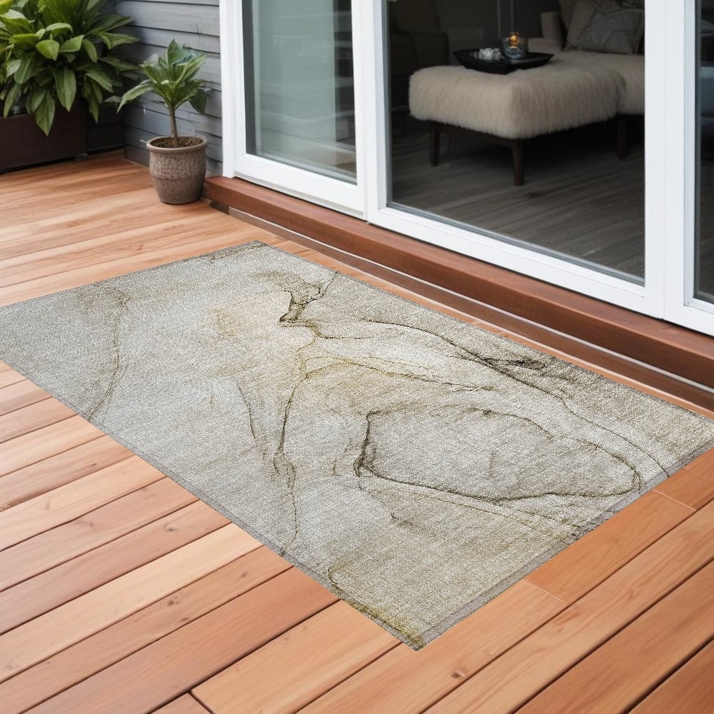 Almiso Artistic Abstract Weather Resistant Classic Meets Modern Outdoor Rug