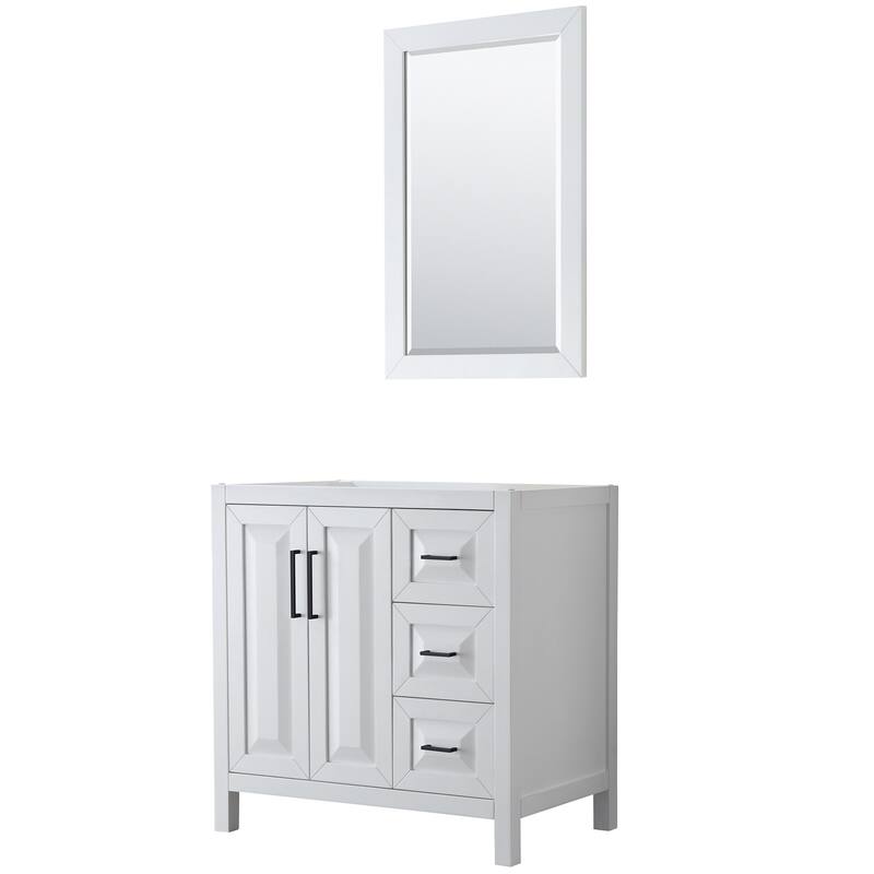 Wyndham Collection Daria 35" Single Free Standing Vanity Cabinet - - White / Matte Black Hardware