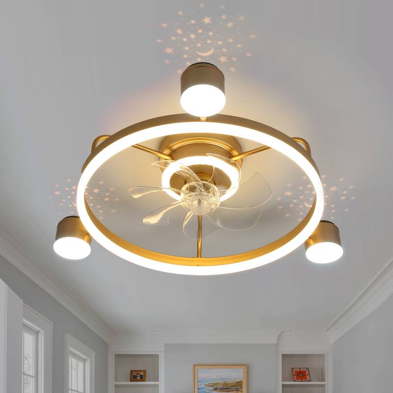 Bella Depot 3-Light Flush Mount Ceiling Fan with Dimmable LED Light and Remote APP Control for Children