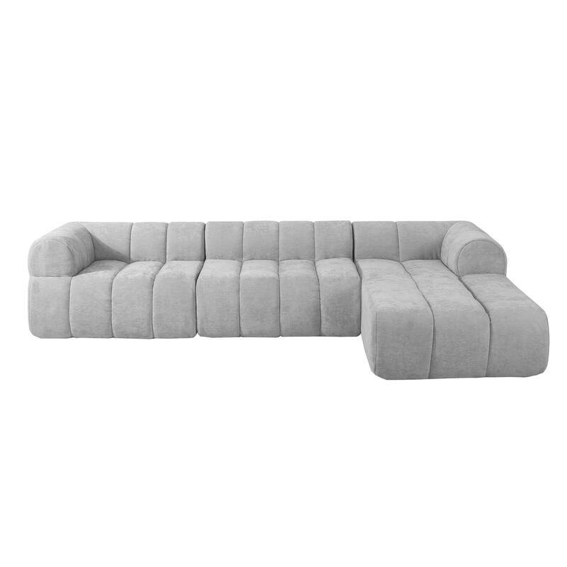 122" Modern L-Shaped Sectional Sofa, 2-Piece Set, Gray, Foam & Polyester