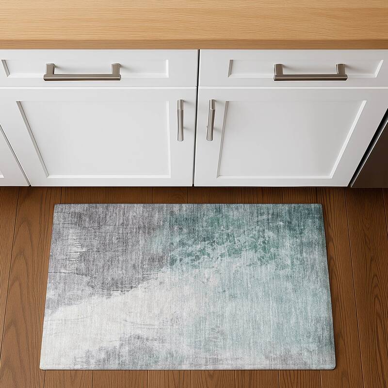 Premium Washable Super Soft Modern Contemporary Mayfield Rug - 1'8" x 2'6" - Seafoam