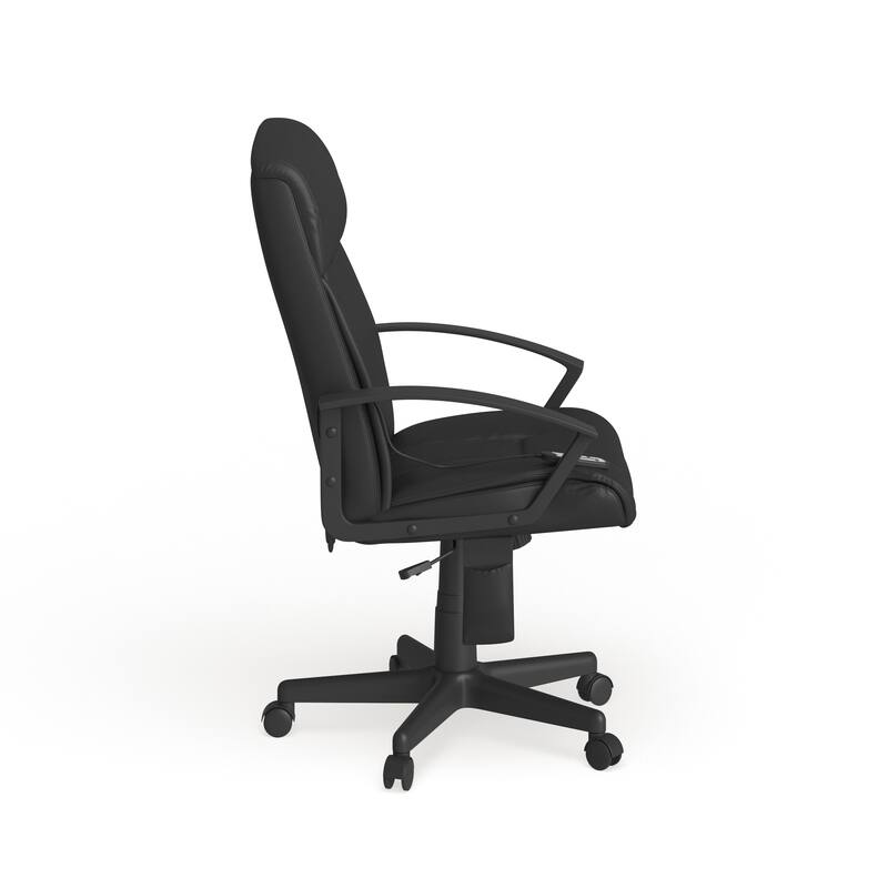High Back Massaging LeatherSoft Upholstered Chair with Side Remote Pocket