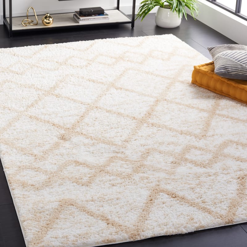 SAFAVIEH Berber Shag Katrien Moroccan Boho 1.25-inch Rug - 9' x 12' - Ivory/Beige