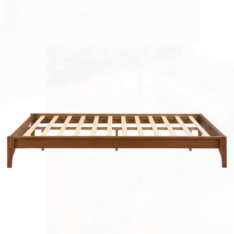 12 Inch Solid Dry Bamboo Wood Platform Bed Framewith Wood Slat Support,