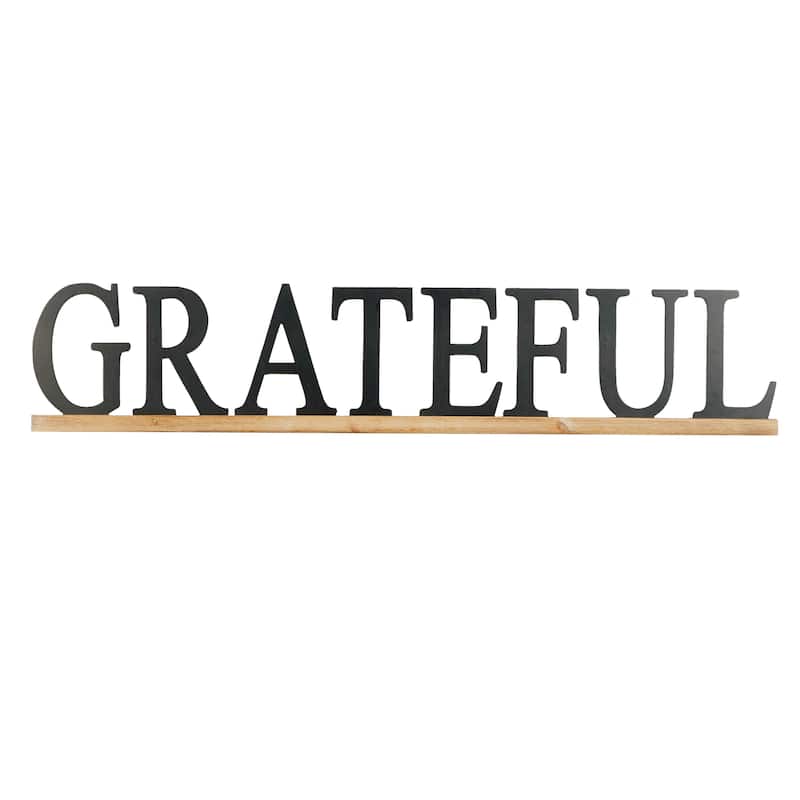 Wood Sign Grateful Home Wall Decor - Black - Roche River Decor - Black