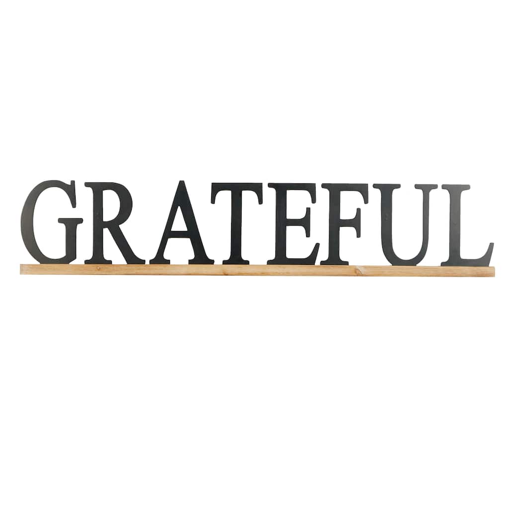 Wood Sign Grateful Home Wall Decor - Black - Roche River Decor