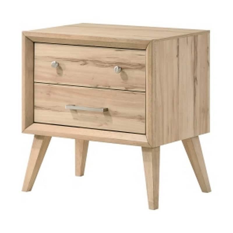 Oak Brown 2 Drawer 16 in. W Nightstand with Sturdy Hardware and Ample Storage