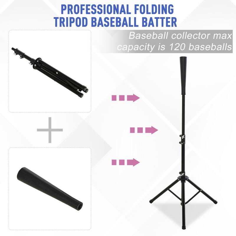 Soozier 7.5'x7' Baseball Practice Net Set w/ Catcher Net, Tee Stand, 12 Baseballs for Pitching, Fielding, Practice Hitting