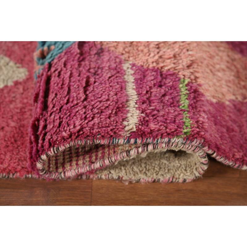 Geometric Plush Moroccan Area Rug Hand-Knotted Wool Carpet - 8'2" x 10'7"