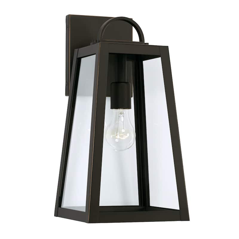 Leighton 8" 1-light Outdoor Wall Lantern w/ Clear Glass - Oiled Bronze