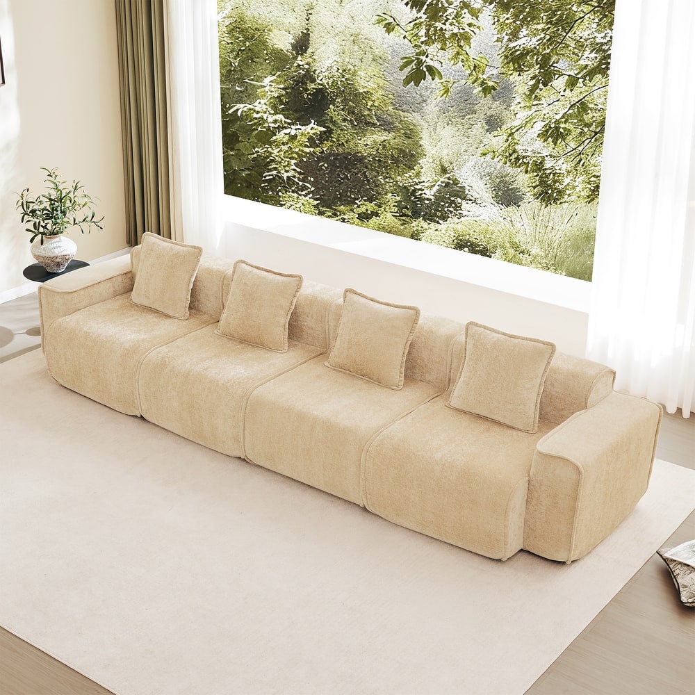 GDFStudio - Modular 4-Seater 138.58" Boneless Velvet Sofa