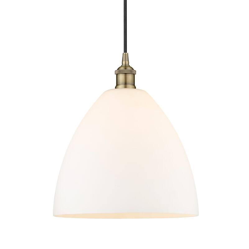 Innovations Lighting 616-1P-14-12 Edison Dome Pendant Edison Dome 12" - Antique Brass / Matte White
