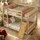 preview thumbnail 8 of 11, Playhouse Twin over Twin Floor Bunk Bed with Fun Design of Climbing Ramp and Ladder, Safety Guardrails