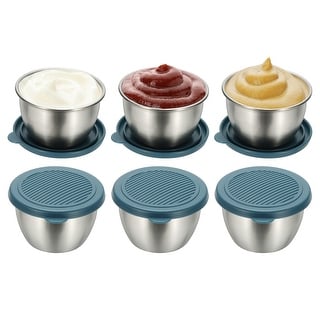 6Pcs Stainless Steel Salad Dressing Container with Lid(80ml/2.8oz Blue) - 80ml/2.8oz