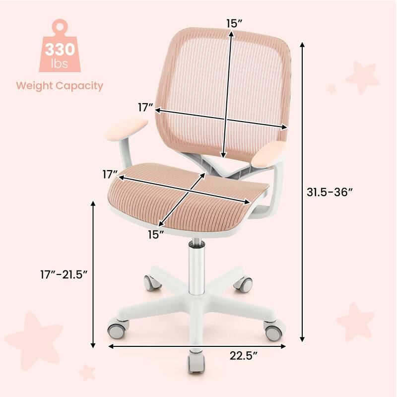 Swivel Mesh Children Computer Chair with Adjustable Height - 22.5" x 22.5" x 31.5"
