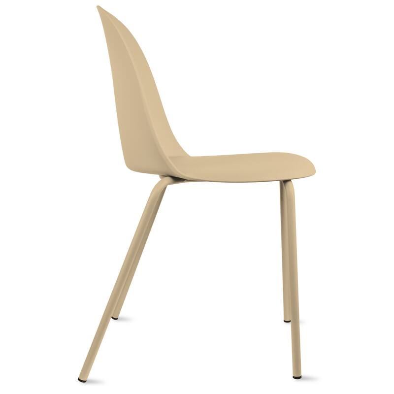 Set of 4 Modern Dining Side Chairs, Armless Molded Plastic Shell Seat with Metal Legs, Stackable Contemporary Chairs