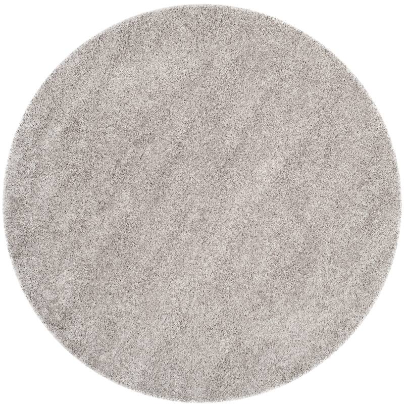 SAFAVIEH Laguna Shag Verdiana Solid Color 2-inch Thick Rug. - 6'7" Round - Silver - Round