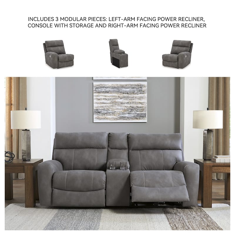 Signature Design by Ashley Next-Gen DuraPella 3-Piece Power Reclining Sectional Loveseat with Console - 91"W x 42"D x 42"H
