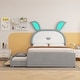 preview thumbnail 39 of 46, Upholstered platform bed with headboard with shelves and drawers