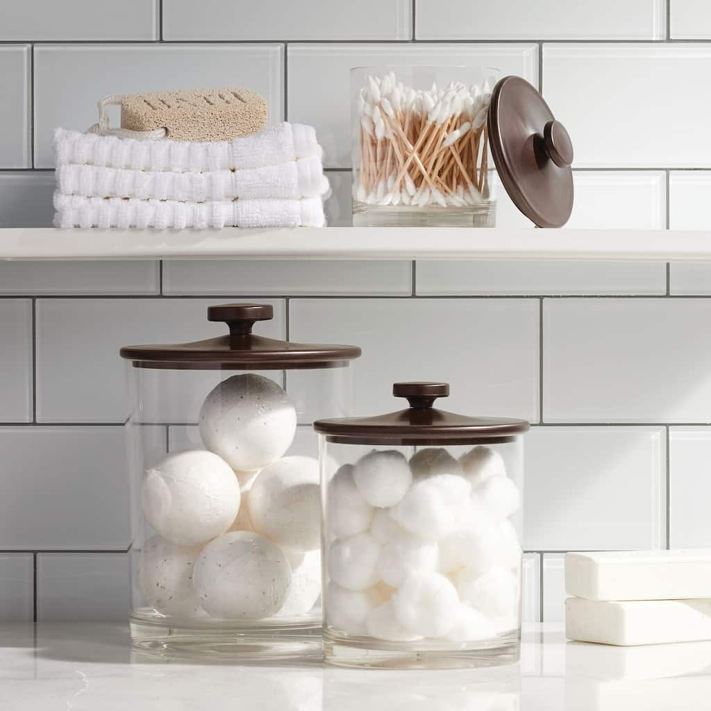 mDesign Round Storage Apothecary Canister for Bathroom, 2 Pack