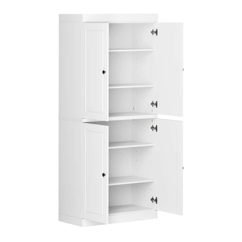 Palace Imports 100% Solid Wood Pantry Cabinet with Frosted, Clear Glass or Solid Doors and Adjustable Shelves