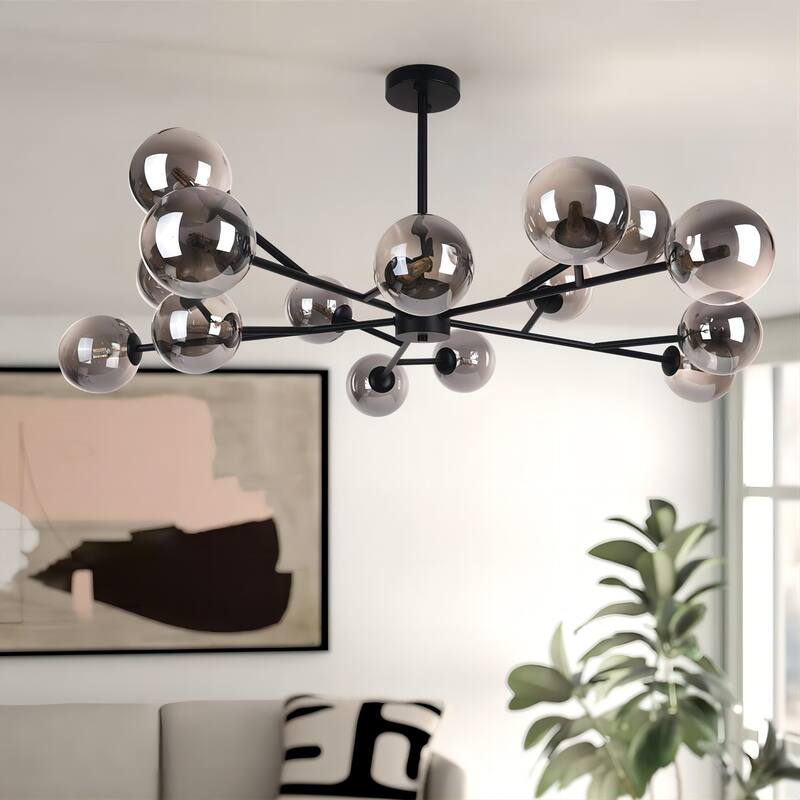 Modern Large Bubble Sputnik Chandelier in Black or Gold for Dining Room
