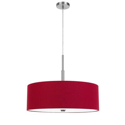 60W x 4 Lonoke pendant fixture with hardback drum shade
