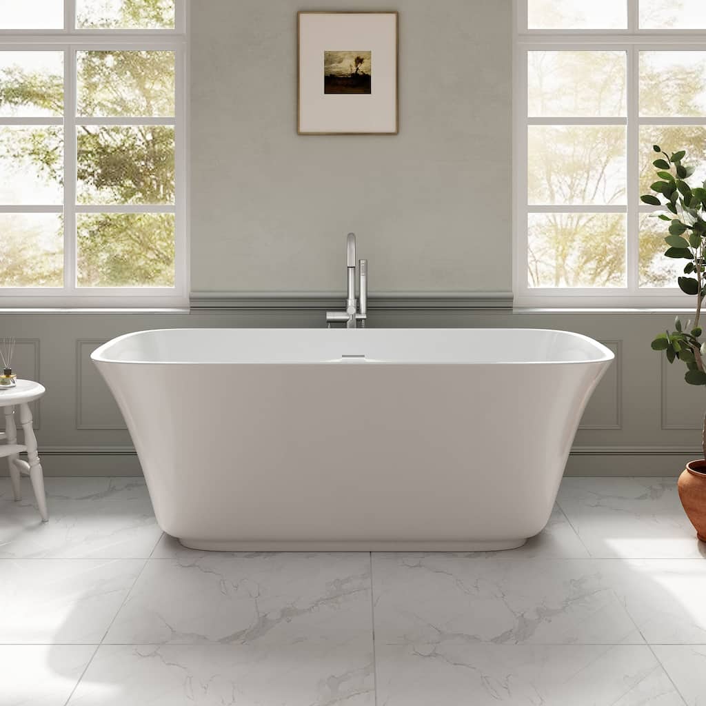OVE Aveline 60 in. Freestanding Bathtub in Glossy White