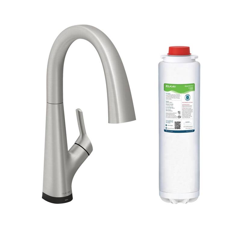 Elkay LKAV7051F Single Hole 2-in-1 Kitchen Faucet with Filtered - Lustrous Steel