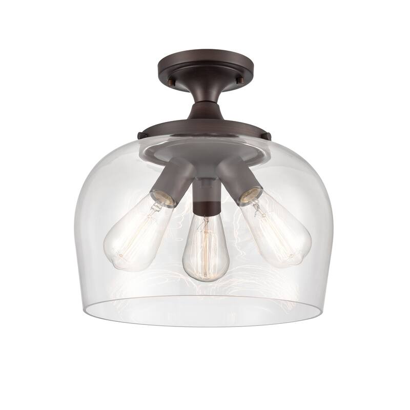 Millennium Lighting Ashford 3 Light Semi-Flush Ceiling Fixture in Multiple Finishes with a Clear Glass Shade