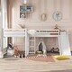 preview thumbnail 3 of 16, Solid Pine Wood Twin Size L-Shaped Loft Bed with Ladders and Slide