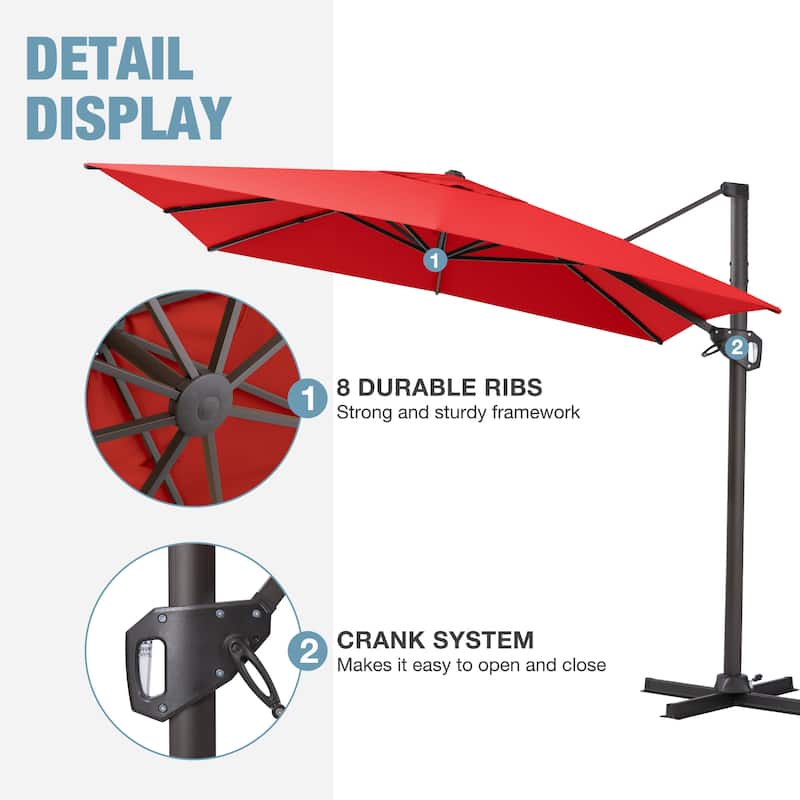 VredHom Patio Outdoor 9 x 11 FT Cantilever-Offset Umbrella with HDPE Base