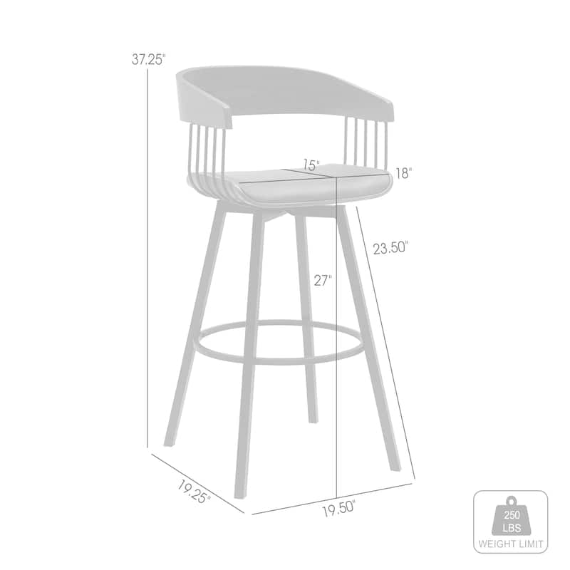 Athena Wood and Metal Upholstered Bar or Counter Swivel Stool