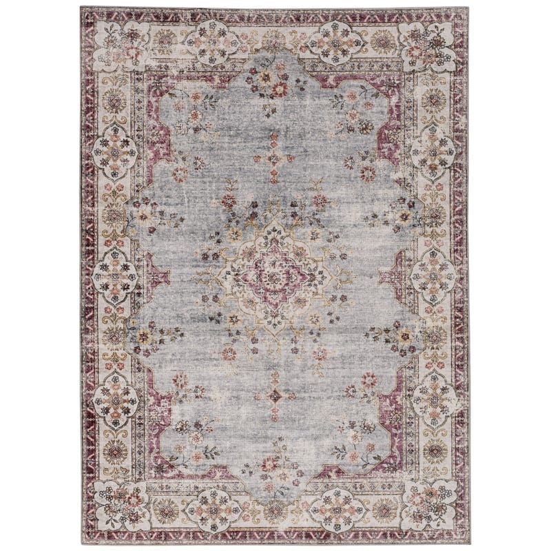 Lennox Stain-Resistant Machine Washable Pastel Blue and Ivory Rug - 5' x 7'