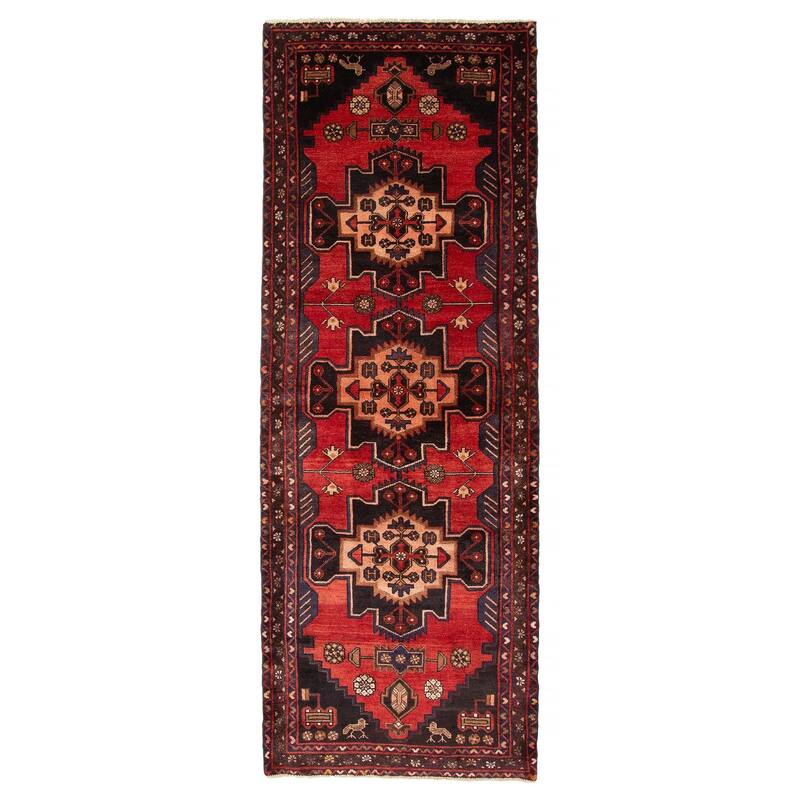 ECARPETGALLERY Hand-knotted Andelz Red Wool Rug - 3'5 x 9'9 - Red - 3'5 x 9'9