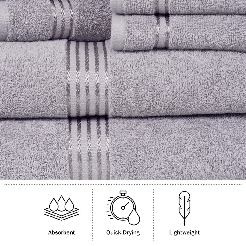 Towel Set - Cotton Bathroom Accessories with Bath Towels, Towels, and Washcloths - Machine Washable Towels by Lavish Home (Gray)