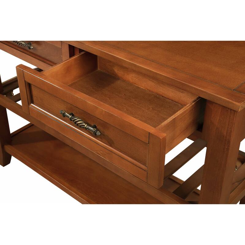 Anmytek Mid Century Modern Console Table Entryway with Drawers Navy Blue Retro Hallway Storage