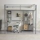 preview thumbnail 2 of 14, Twin Size Metal Loft Bed with Desk and Storage Shelves, Full-length Guardrails