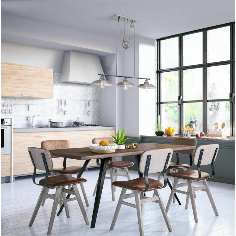 Westinghouse Lighting Iron Hill Three-Light Indoor Island Pulley Pendant, Brushed Nickel Finish - 3-Light
