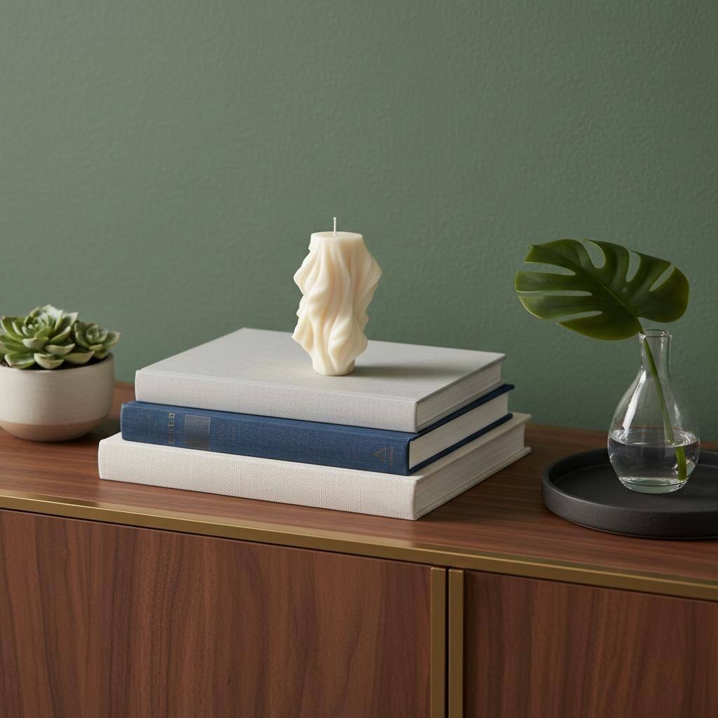 4" White Eucalyptus Scented Dimensional Twist Candle