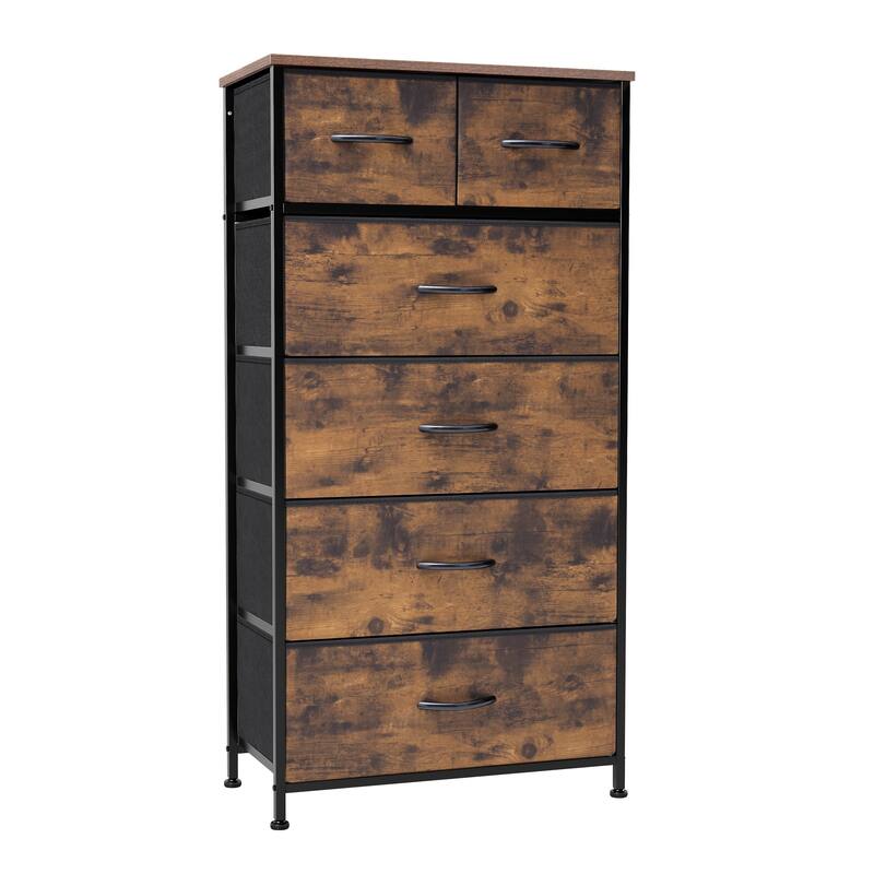 6-drawer Chest Vertical Dresser Storage Tower by Crestlive Products - Rustic Brown - 6-drawer